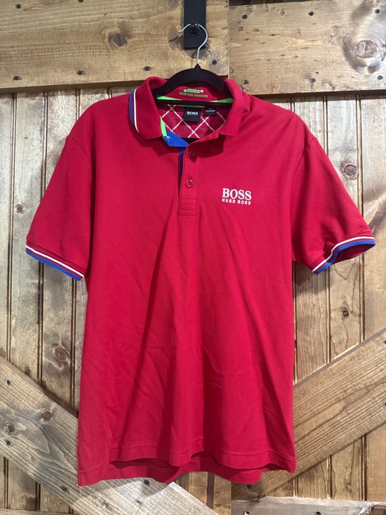 Hugo Boss Other - Hugo Boss Red Polo with Trimmed Collar and Cuffs